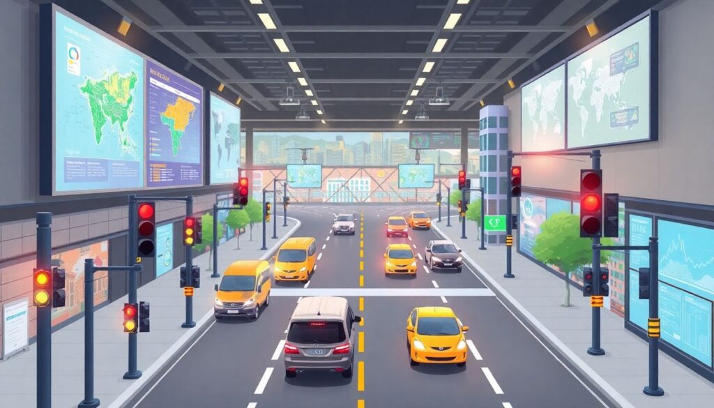 Умные схемы движения и управления трафиком - иллюстрация