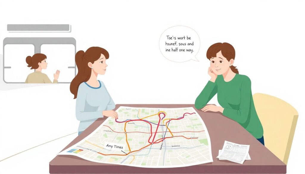 Городская жизнь и транспорт: повседневные маршруты жителей - иллюстрация